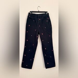 PacSun Black Jeans with Pink Embroidery